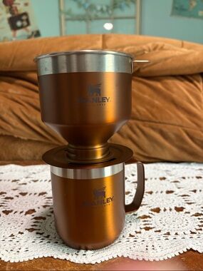 Stanley Copper Metallic Pour-Over Coffee Dripper and Mug Set